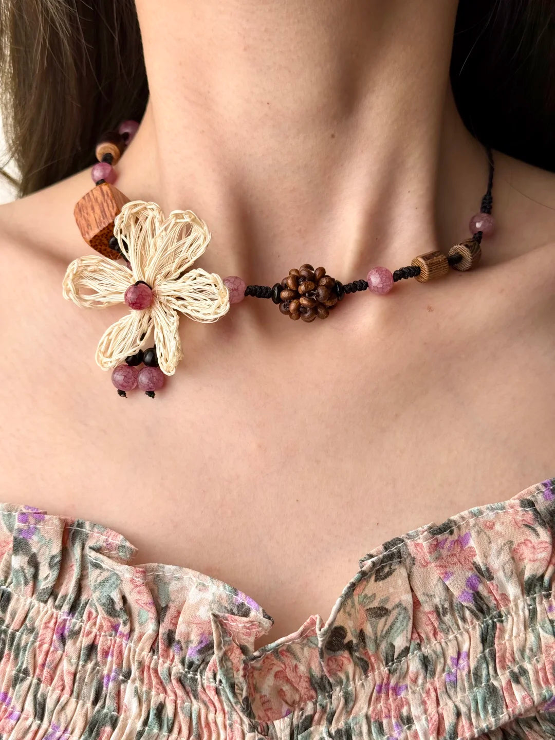 Handmade flower necklace